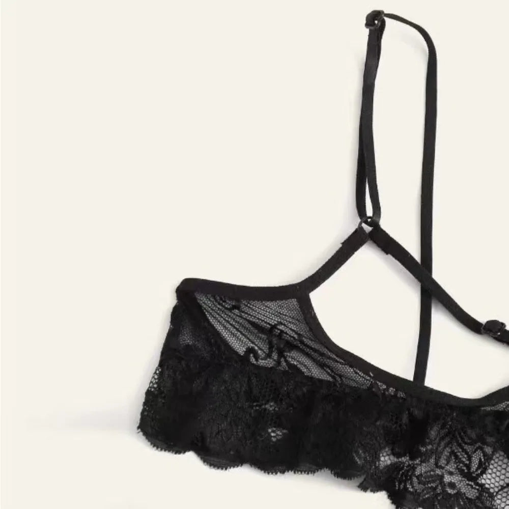 2 Piece Set Western Black Lace Trim