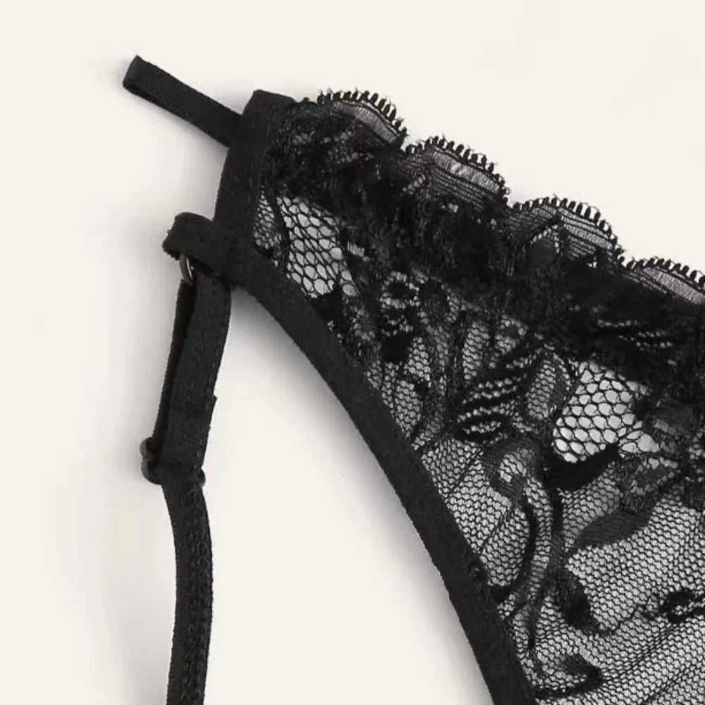 2 Piece Set Western Black Lace Trim