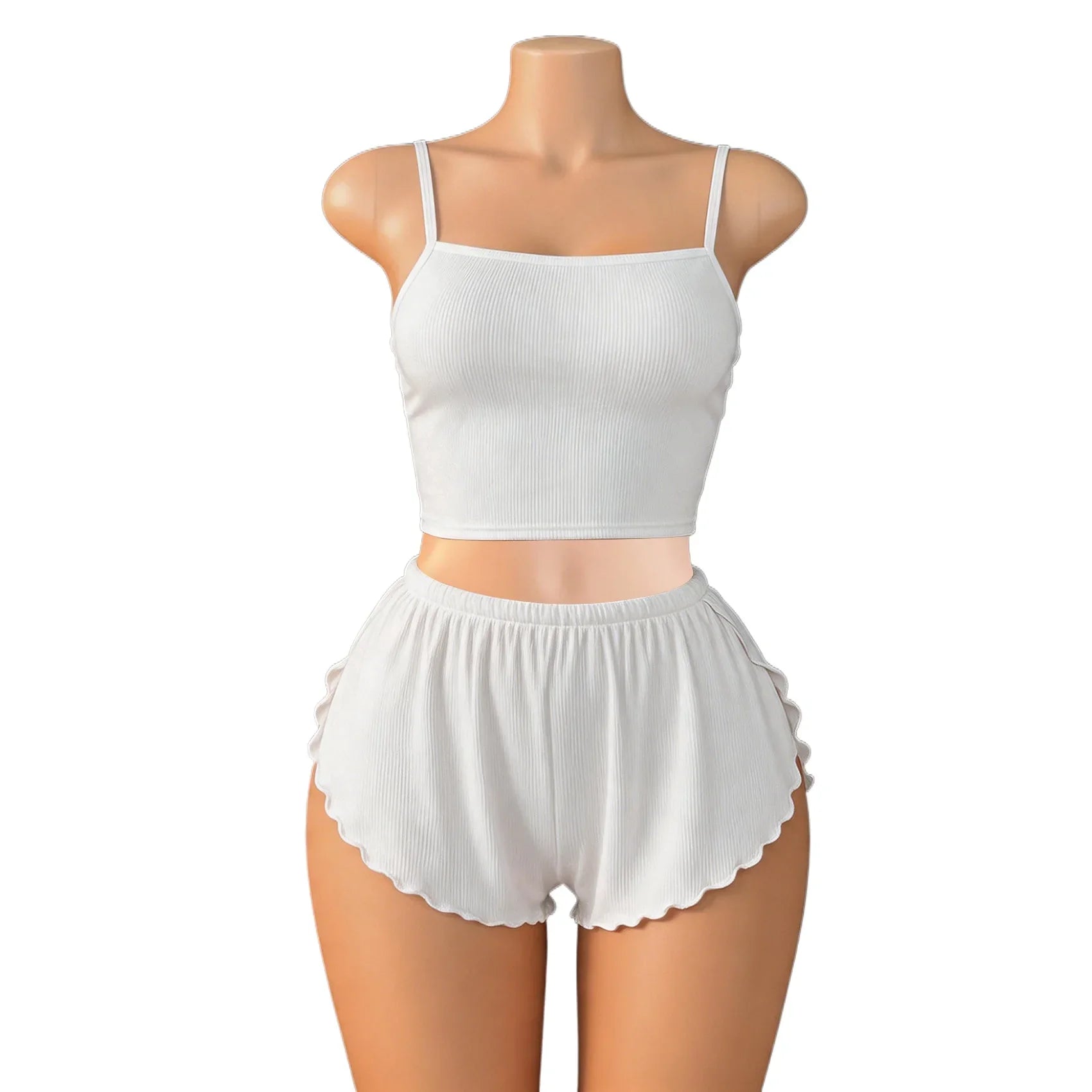 2 Piece Western Camisole Slit Underwear Cami Backless Cross Strap Lace Loungewear Homewear Shorts Lingerie Set