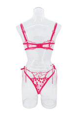 2 Piece Western Style Romantic Heart Erotic See Through Bras With Adjustable Straps Lace Mesh Trendy Lingerie Set