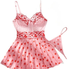 2 Piece Westernss Cherry Underwear Camisole Tank Shorts Nightdress Sleepdress Nightshirt Nightgown Lingerie Set