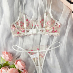 2 Pieces Erotic Pure See Through Mesh Bra Thong Flirting Clothings Erotic Pure See Through Lingerie Set