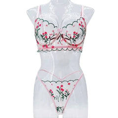 2 Pieces Erotic Pure See Through Mesh Bra Thong Flirting Clothings Erotic Pure See Through Lingerie Set