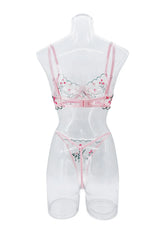 2 Pieces Erotic Pure See Through Mesh Bra Thong Flirting Clothings Erotic Pure See Through Lingerie Set