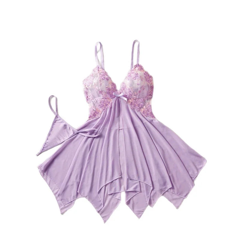 2 Pieces Light Purple Sling Mesh See Through Lace Trim