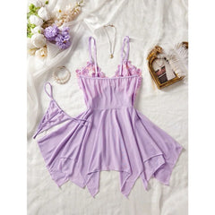2 Pieces Light Purple Sling Mesh See Through Lace Trim