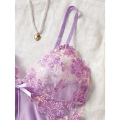 2 Pieces Light Purple Sling Mesh See Through Lace Trim