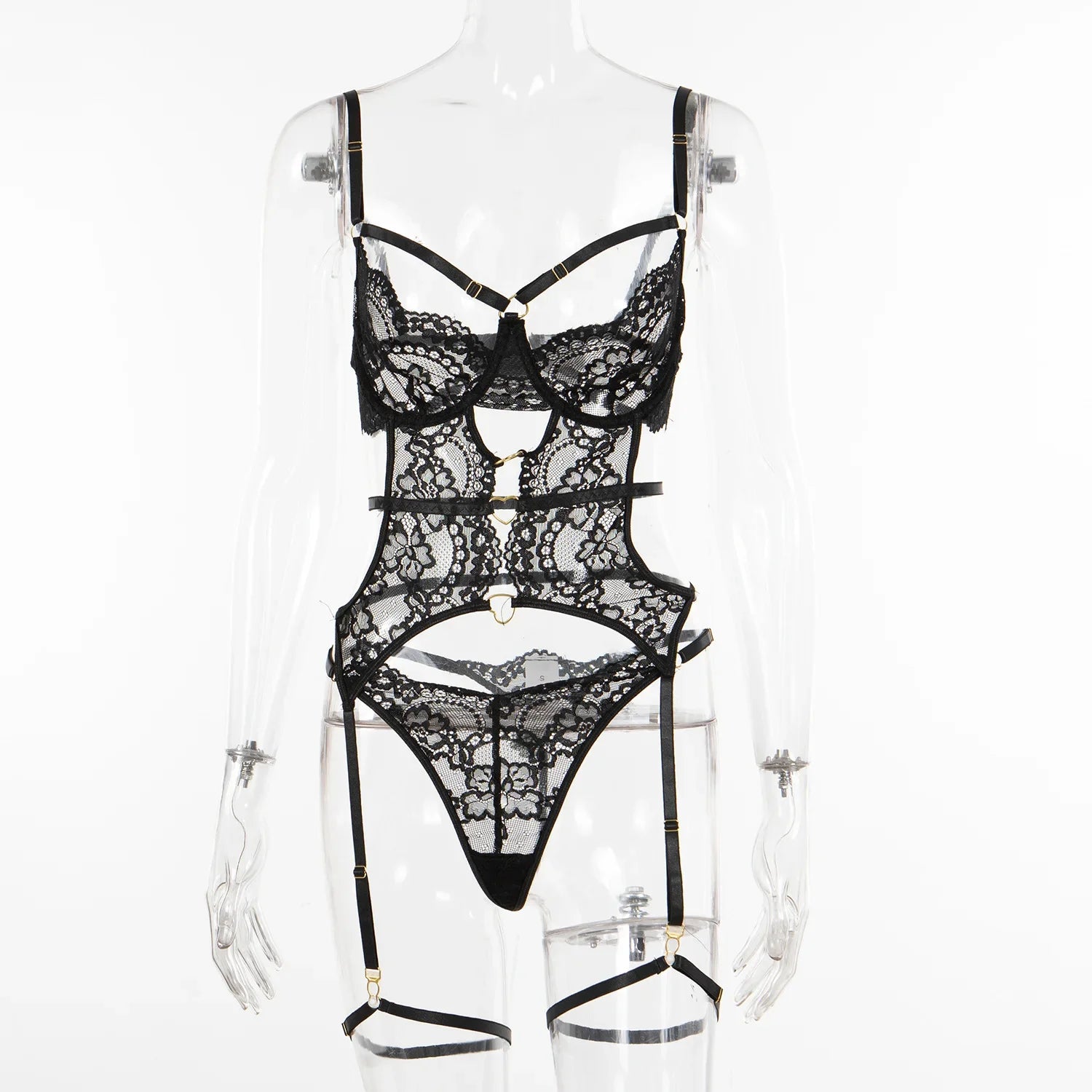 2 Pieces Erotic Western Style Lace Featuring Sensual See Through Alluring Exquisite Premium Attractive Lingerie Set