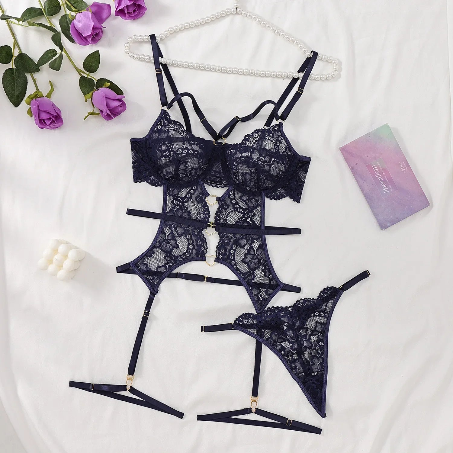2 Pieces Erotic Western Style Lace Featuring Sensual See Through Alluring Exquisite Premium Attractive Lingerie Set