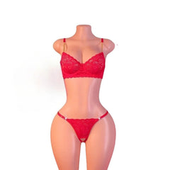 2 Pieces Set Red Lace Metal Chain Shoulder Strap