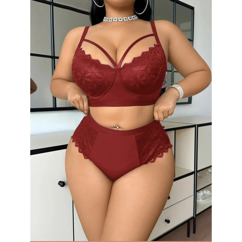 2 Pieces Western Plus Size Lace Patchwork Shorts