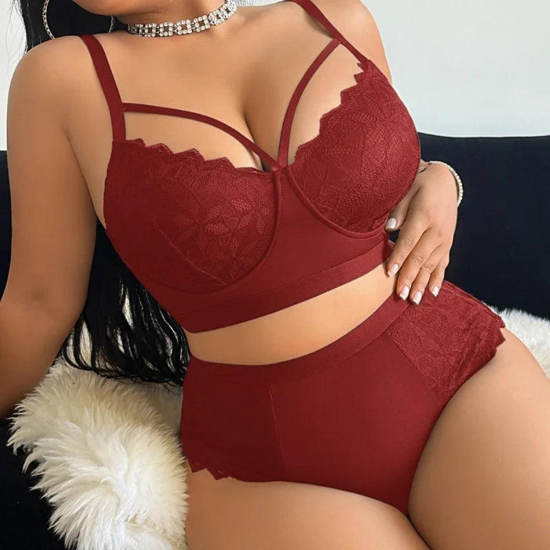 2 Pieces Western Plus Size Lace Patchwork Shorts