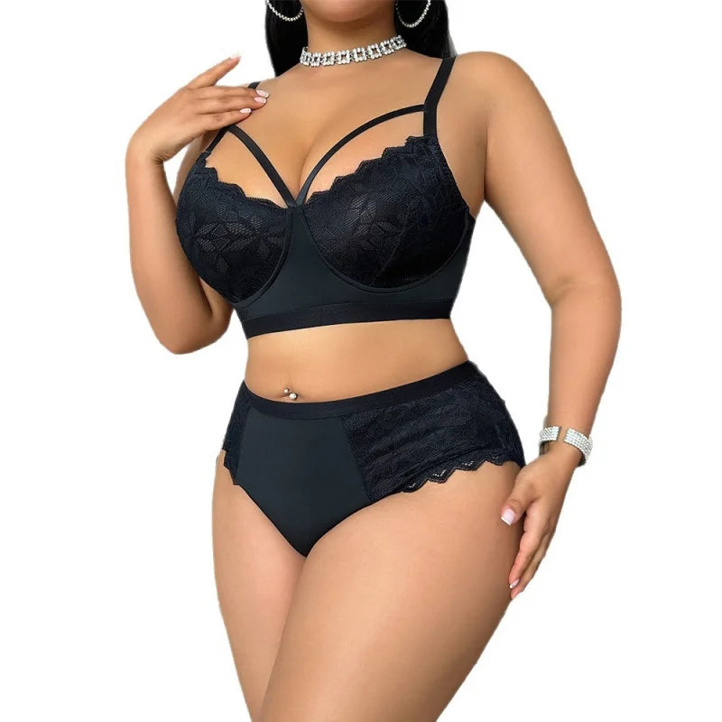 2 Pieces Western Plus Size Lace Patchwork Shorts