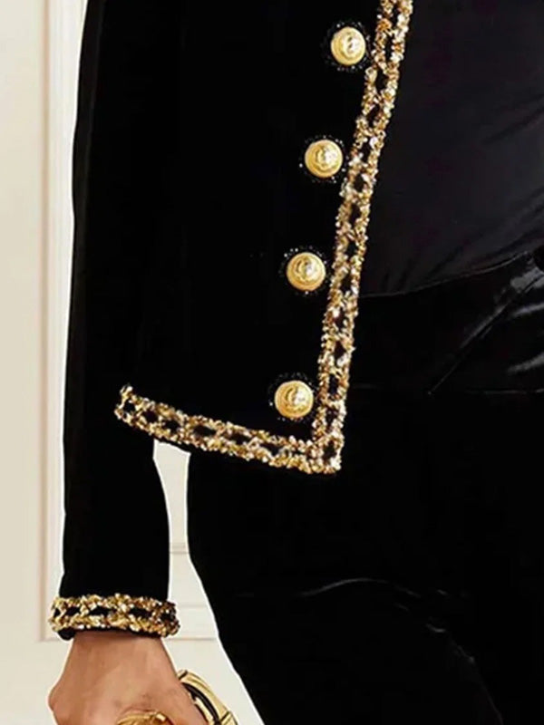 Long Sleeves Buttoned Round-Neck Jackets