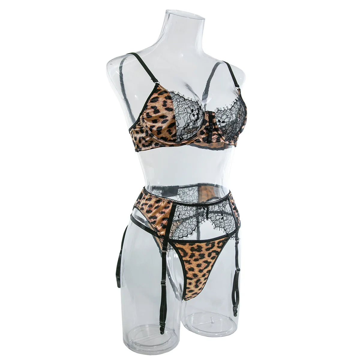 2025 Leopard Lace Spliced Sensual Bra&Briefs Suits Porno Strapless Corset Suit Lingerie Club Sheaths