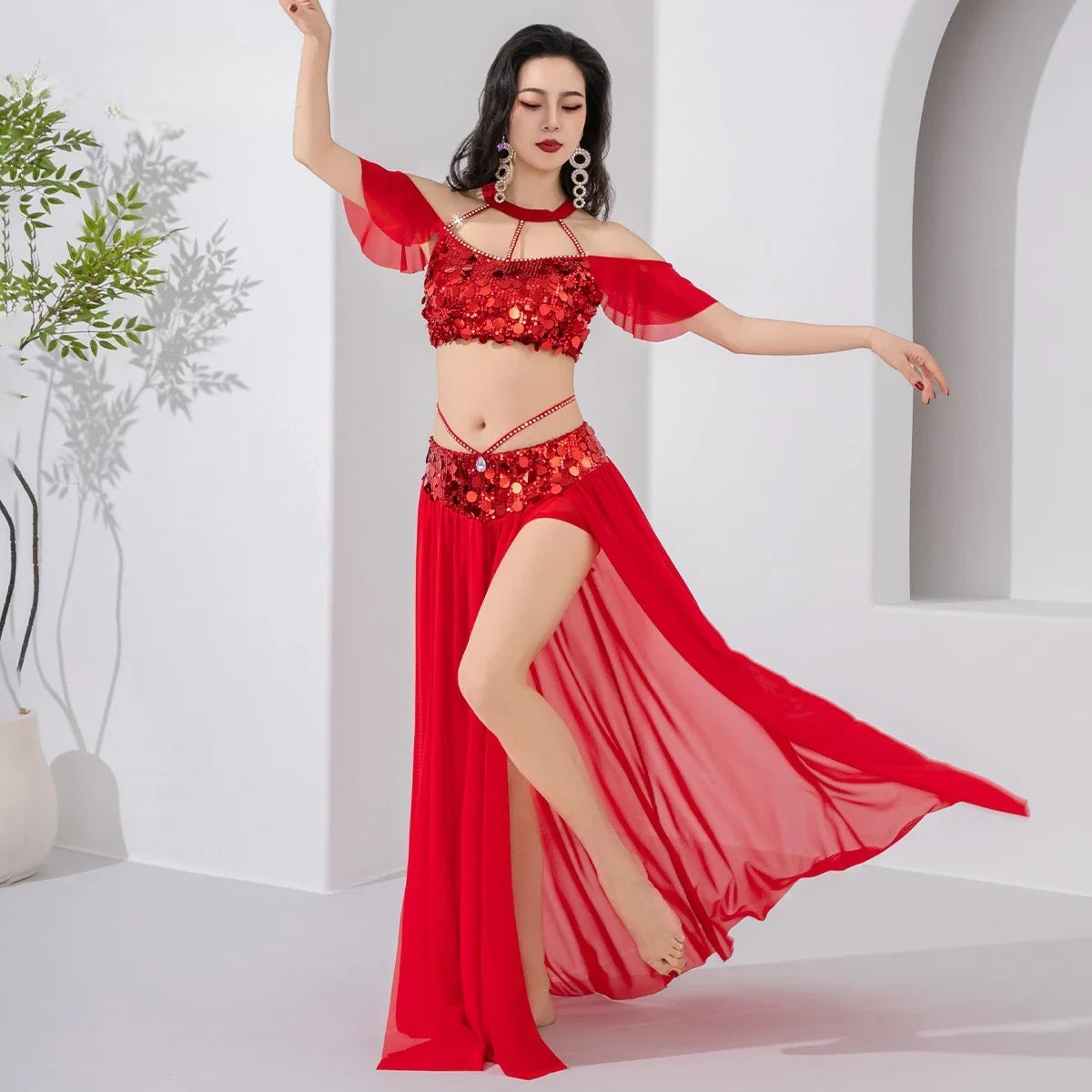 2026 Sequin Belly Dance Set Elegant Oriental Training Performance