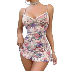 2026 Nightgown Slimming Printed Dress with Matching Panties 2-piece Set  Summer Dress Nightdress