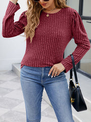 Solid Color Long Sleeves Round-Neck T-Shirts