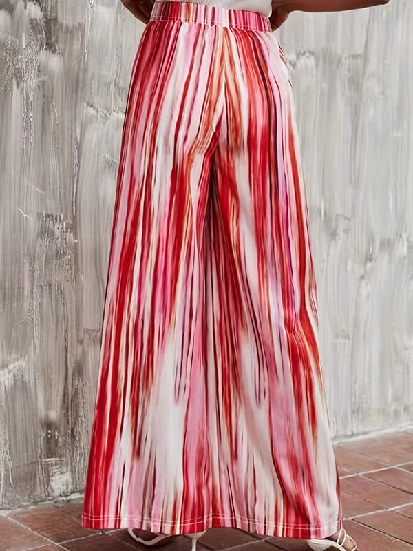 Elasticity Striped Loose Plus Size Trousers Pants