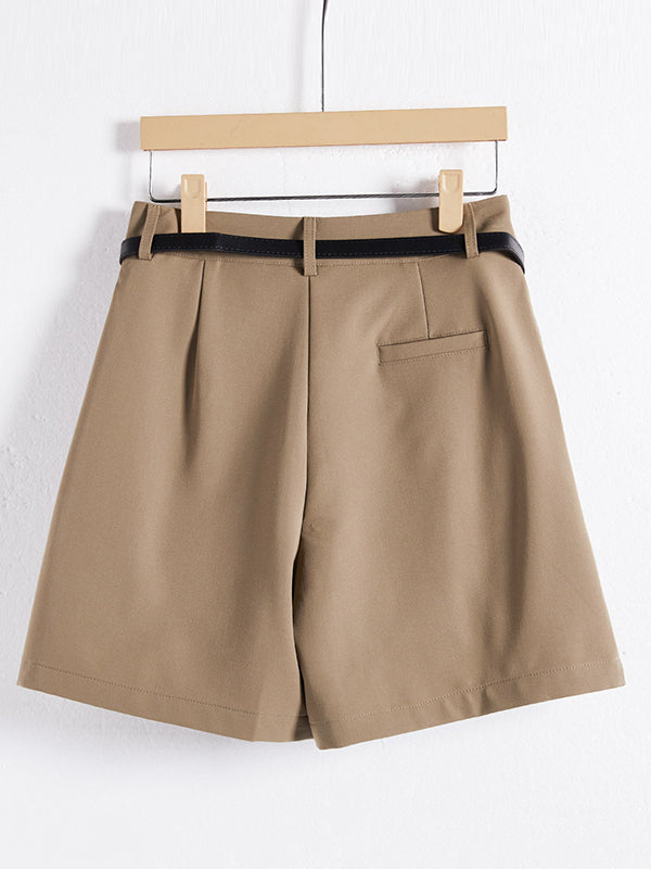 Pleated Split-Joint High Waisted Loose Shorts