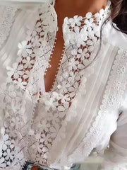 Buttoned Embroidered Solid Color Split-Joint Long Sleeves Loose Stand Collar Blouses&Shirts Tops