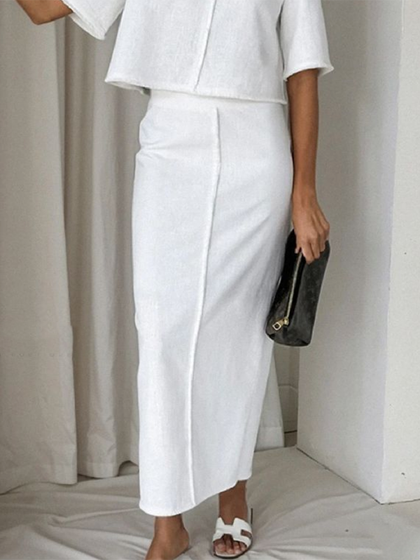 Solid Color Column Skirts Bottoms
