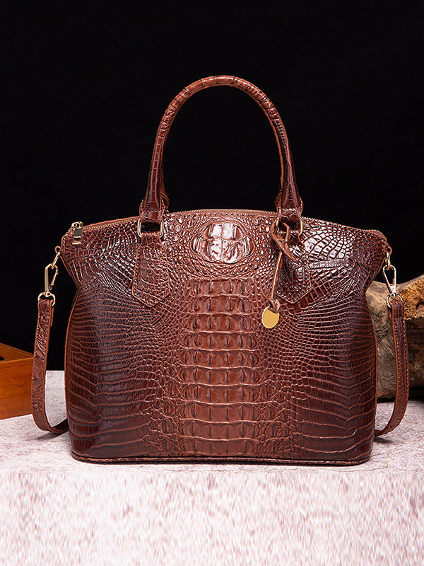 Alligator Print Pleated Split-Joint Handbags Bags