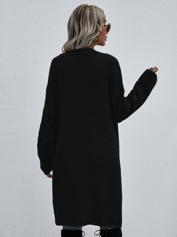 Urban Loose Solid Color Jacquard Cardigan Top