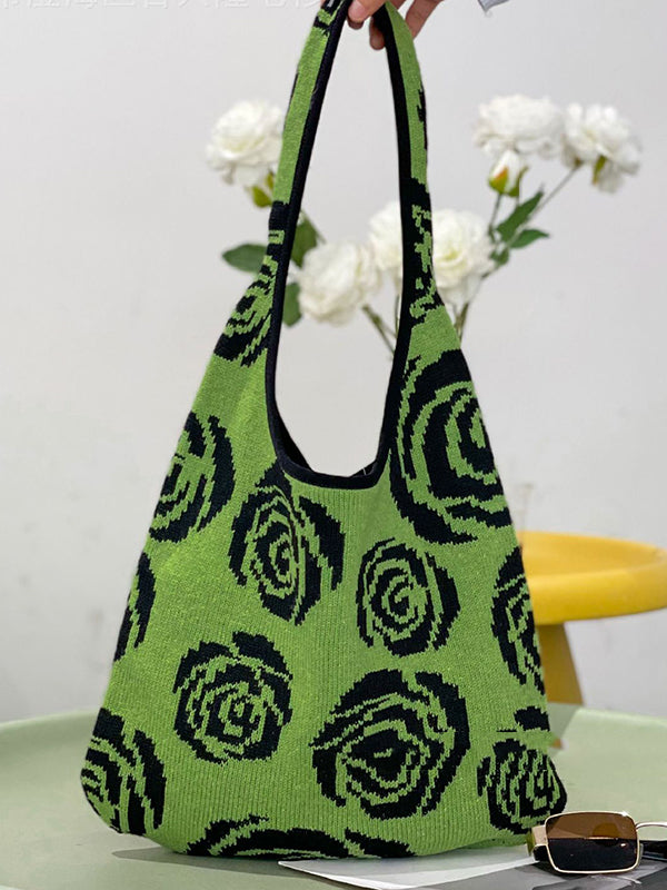 Original Creation Floral Weave Contrast Color Bags Accessories