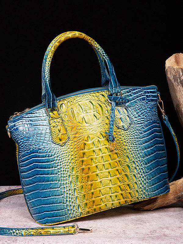 Alligator Print Pleated Split-Joint Handbags Bags