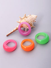 Geometric 4 Pcs Solid Color Rings Accessories