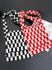 Checkerboard Straps Woven Handbag Crossbody Bags