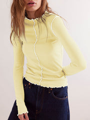 Solid Color Long Sleeves Skinny Round-Neck T-Shirts