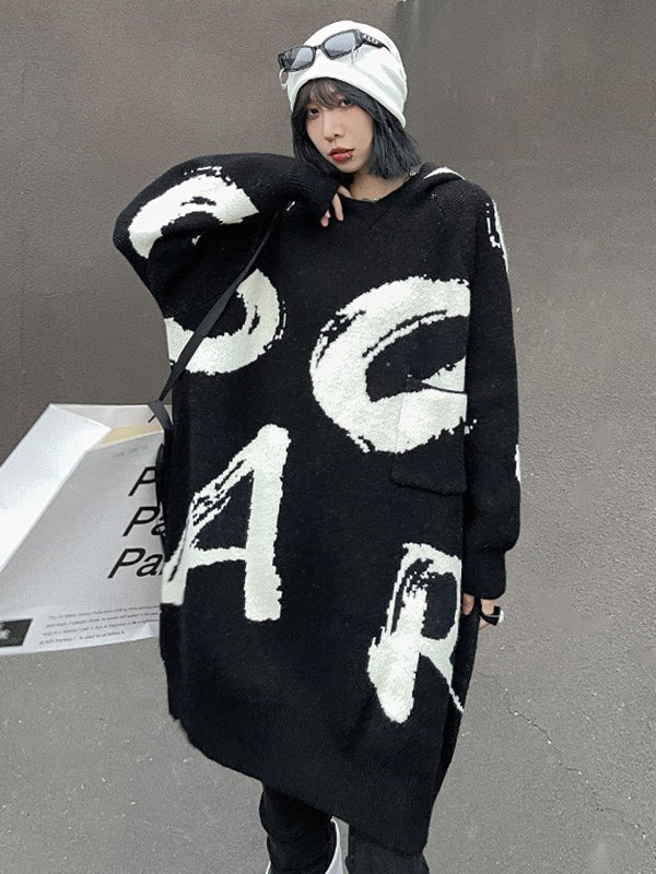 Stylish Selection Loose Hooded Letter Print Mini Dresses Sweater Dresses