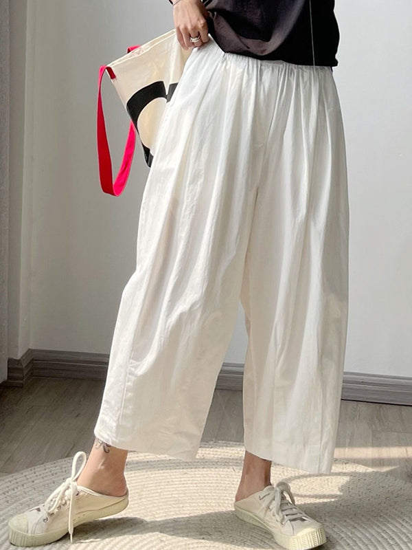 Elasticity Solid Color Loose Casual Pants Bottoms