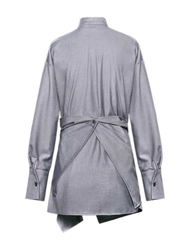 Light Maturity Irregular Stand Collar Long Sleeve Shirt