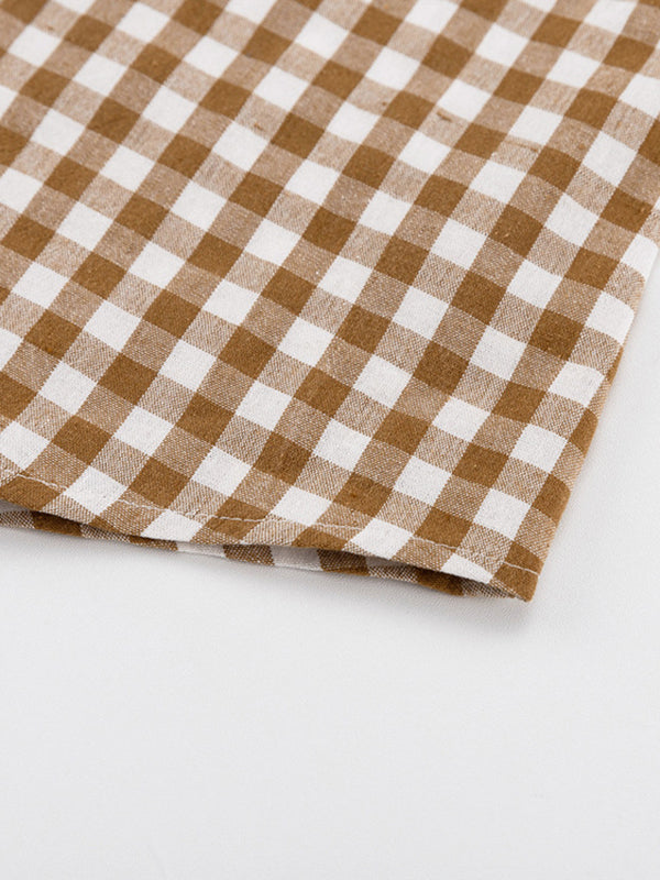 Plaid Long Sleeves Loose Peter Pan Collar Blouses&Shirts Tops