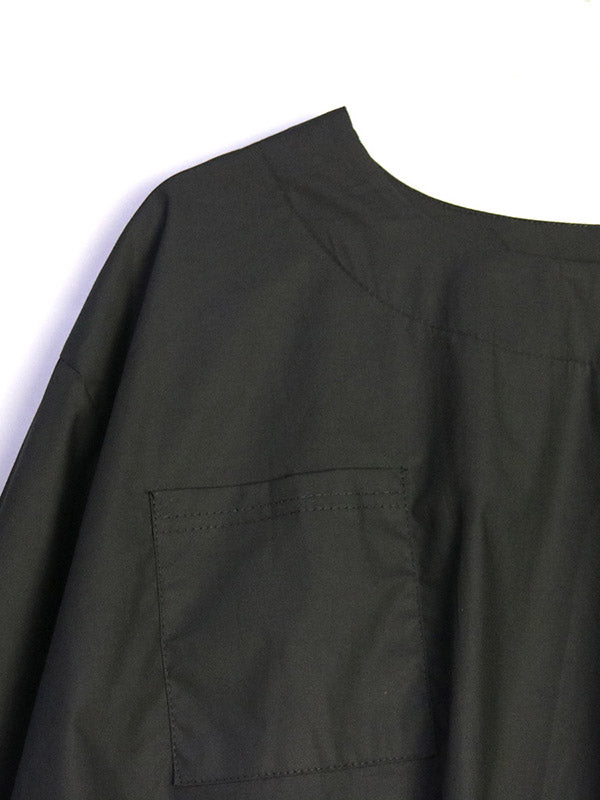 Pleated Solid Color Split-Joint High-Low Long Sleeves Round-Neck Blouses