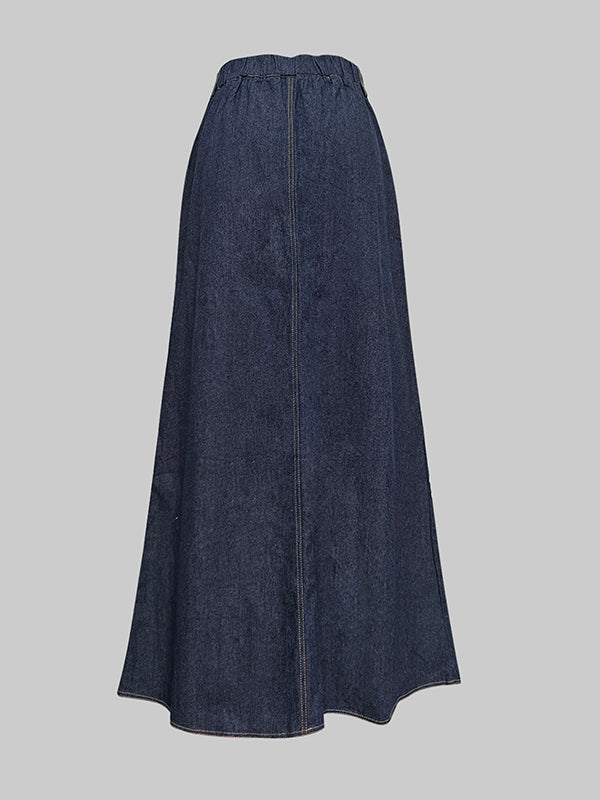 Column No Belt Solid Color Zipper Skirts Bottoms