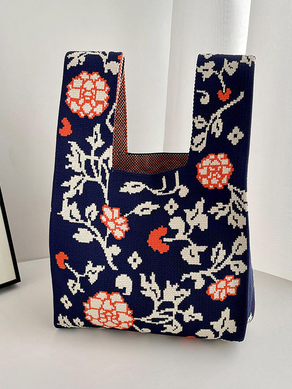 Floral Printed Woven Handbag Bags Accessories