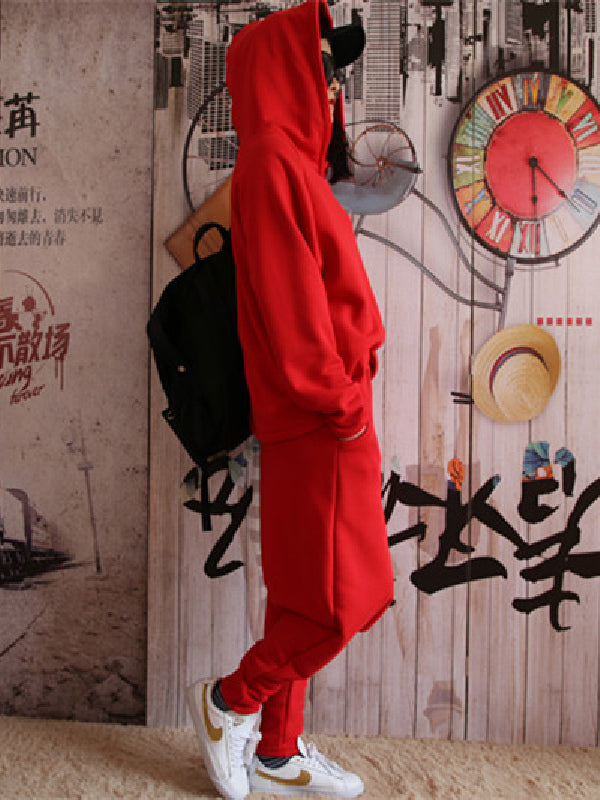 Casual Solid Hoodie&Pants Suits