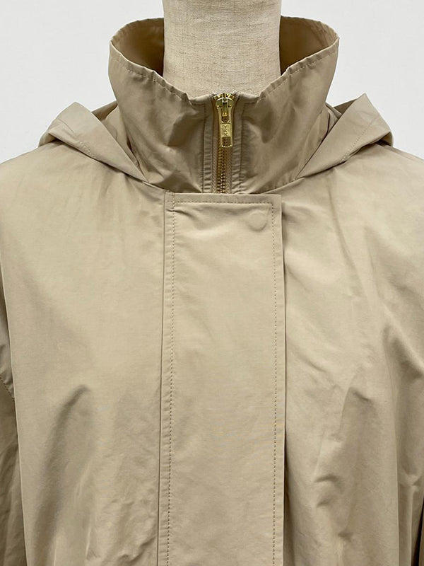 Loose Long Sleeves Drawstring Solid Color Zipper Hooded Trench Coats Outerwear