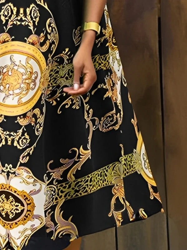 Contrast Color Pockets A-Line Sleeveless Round-Neck Midi Dresses