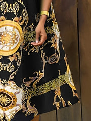 Contrast Color Pockets A-Line Sleeveless Round-Neck Midi Dresses