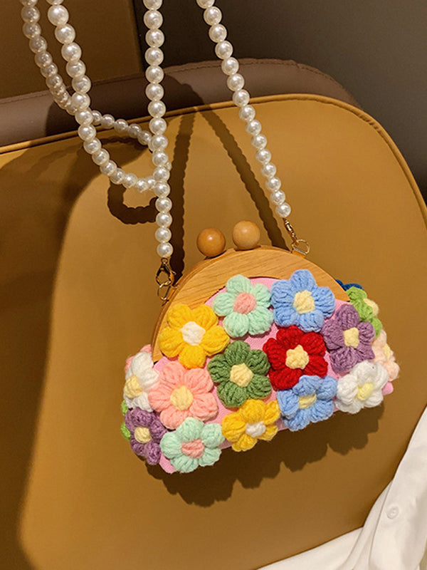 Chains Flower Shape Handbags Crossbody Bags
