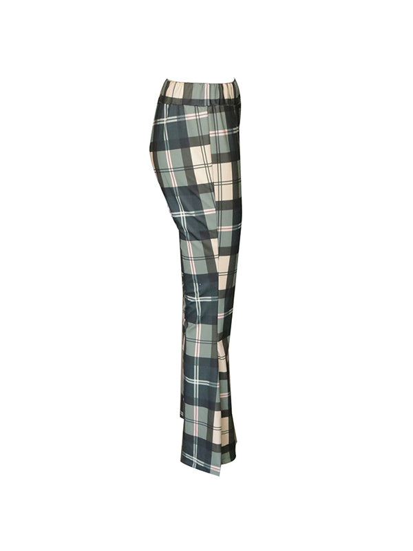 Plaid Flared Pants Trousers Pants