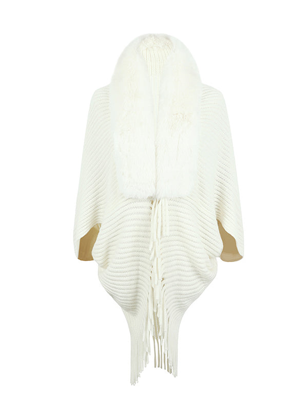 Solid Color Tasseled Batwing Sleeves Loose Cardigan Coats