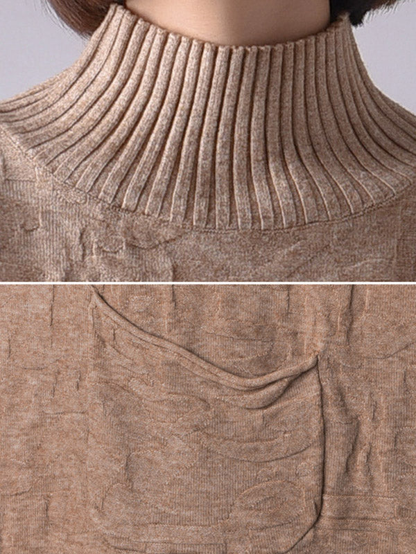 Original Pleated High-Neck Long Sleeves Sweater Top