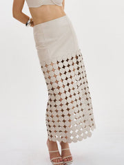Polka-Dot Solid Color Split-Joint Split-Side Zipper A-Line Loose Skirts Bottoms