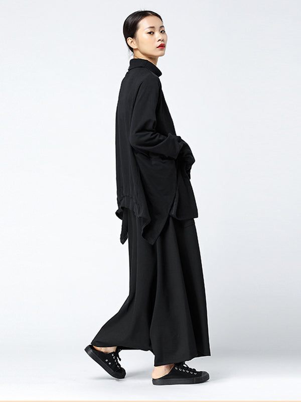 Leisure High Waisted Loose Solid Color Pants